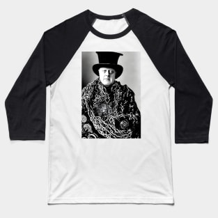 Black and White Cyberpunk Aleister Crowley The Great Beast of Thelema painted in a Surrealist and Impressionist style Baseball T-Shirt
